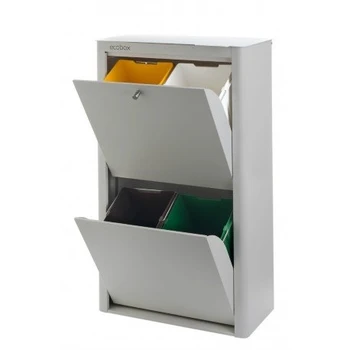 TRASH CONTAINER ECOLOGICAL LACQUERED STEEL CUBEK GRAY 4 COMPARTMENTS 
TRASH CONTAINER ECOLOGICAL LACQUERED STEEL CUBEK GRAY 4 COMPARTMENTS