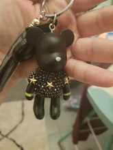 Artesanía de bricolaje hecha a mano, diamantes de imitación, borlas Bomgom, dibujos animados, Popobe, dorado, llavero de oso, bolsa bonita, soporte para dijes, llavero de resina de dibujos animados