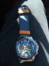 CURREN-Reloj deportivo para hombre, pulsera de cuero, deportivos, de piel militar, esfera de segundos/minutos, masculino