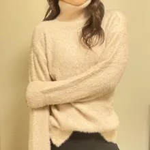 Suéter de moda de punto para mujer, suéteres gruesos informales sueltos de Color sólido, manga larga, de talla grande, cálido, Otoño e Invierno