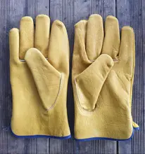 OZERO-guantes de trabajo de cuero de vaca para hombre, guantes de soldadura de trabajo, protectores de seguridad para jardín, deportes, MOTO, resistentes al desgaste, 1008