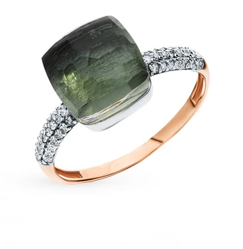 Gold ring with празиолитами and diamonds sunlight sample 585
Gold ring with празиолитами and diamonds sunlight sample 585