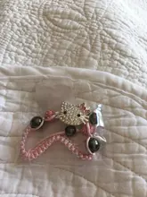 Neovivi-pulsera para niños con abalorios de gato, diamantes de imitación, perla redonda de cristal, multicolor, cadena trenzada, joyería DIY para niños