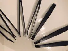 Pinzas electrónicas antiestáticas de fibra de carbono, Kit de pinzas electrónicas de plástico ESD, conjunto de herramientas de mano, 8 Uds. Reparación de PCB