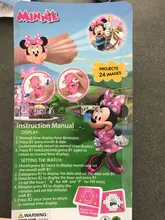 Minnie de Disney-relojes de proyección 3D para niños, figuras de anime de dibujos animados, con tapa, regalo para niñas