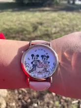 Zegarki-reloj de cuarzo con dibujos animados para mujer, nuevo accesorio de pulsera de cuero rosa con ratón