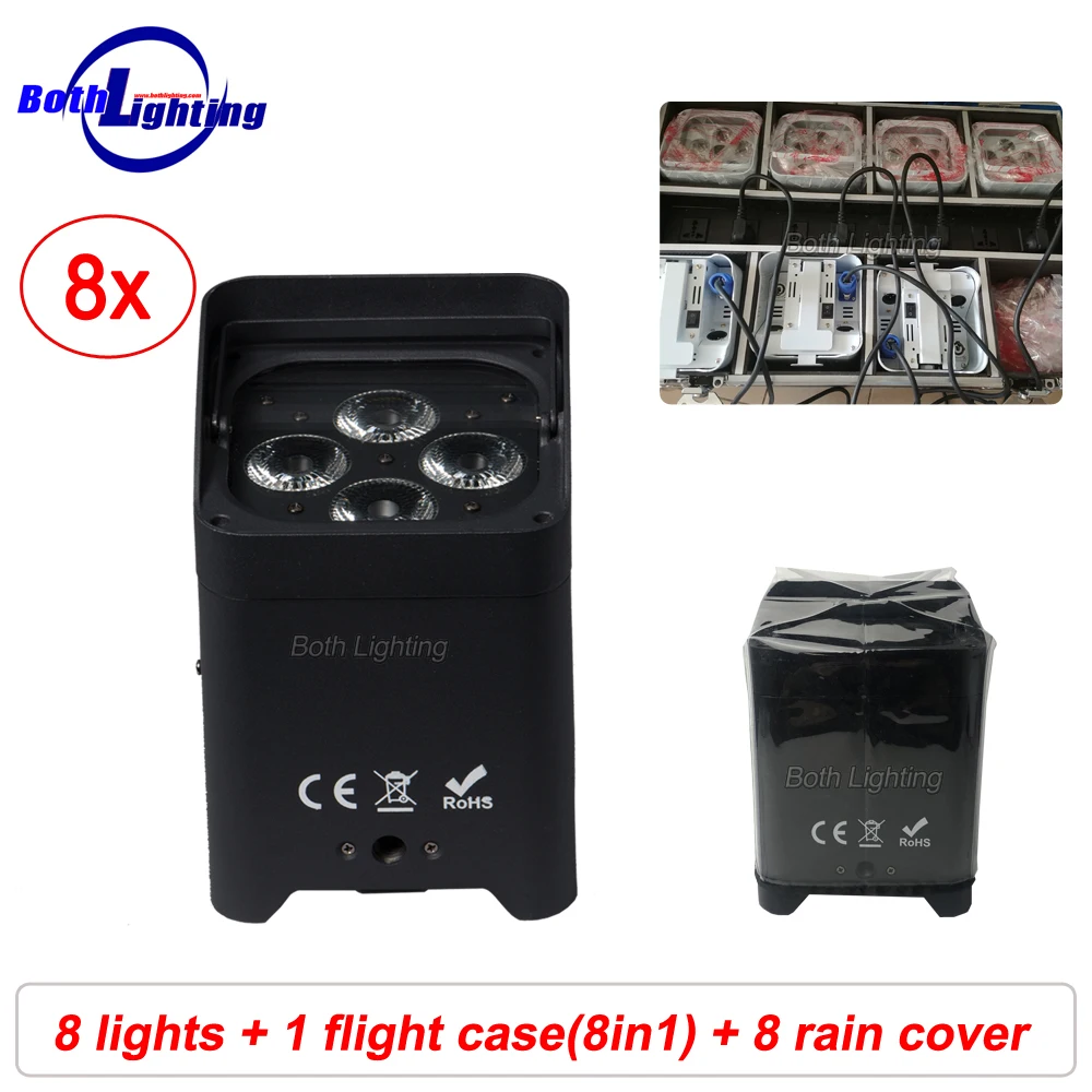 Смартфон с WiFi управлением Mini 4X18W RGBWA + UV 6 в 1 беспроводная батарея питания LED Uplight PAR
