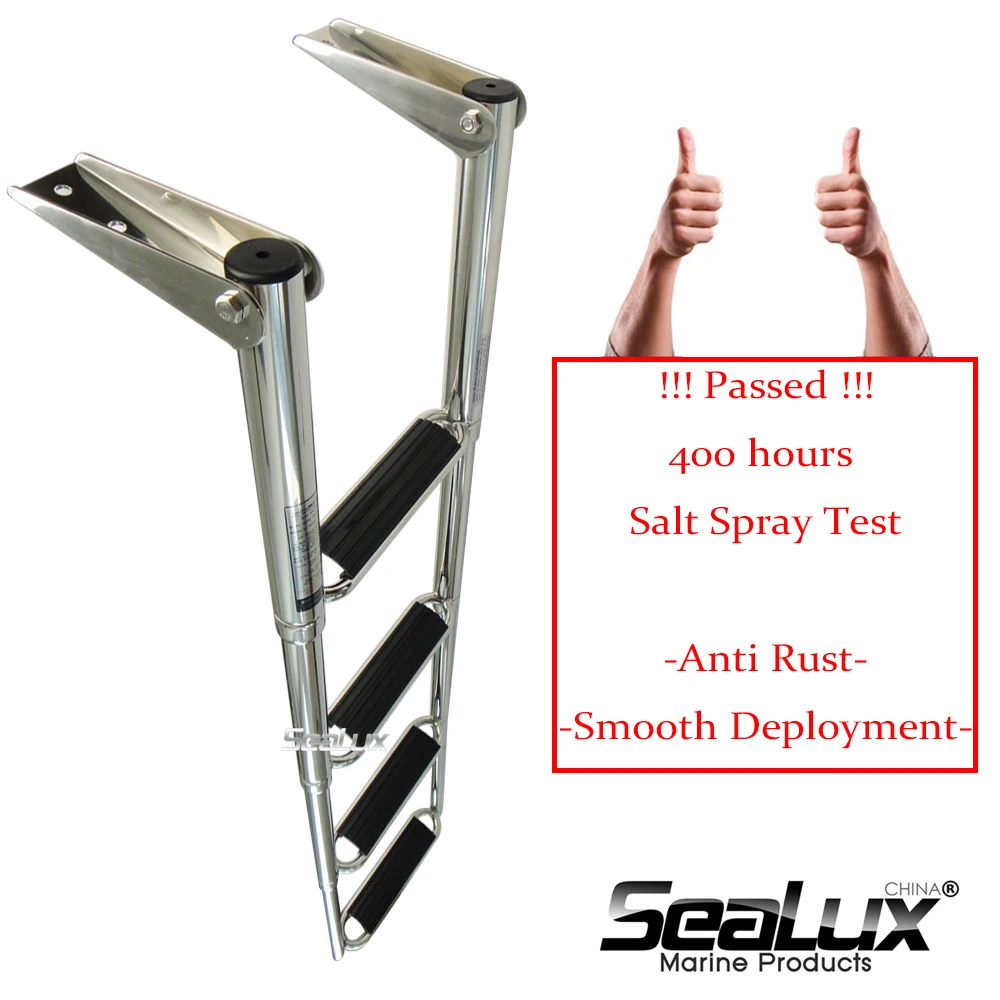 Sealux 4 Step Double step Stainless Steel Telescoping Ladder Swim Step Over Platform Yacht Boat passed 400h salt spray test
Sealux 4 Step Double step Stainless Steel Telescoping Ladder Swim Step Over Platform Yacht Boat passed 400h salt spray test