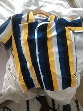 Verano hombre camisa de pantalón corto Casual manga camisas hawaianas Collar estampado a rayas genial camisa delgada vestido de los hombres Hombre Ropa