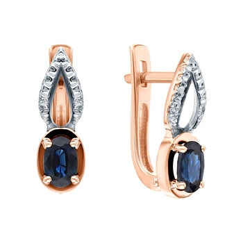 Gold earrings with sapphires and diamonds sunlight sample 585
Gold earrings with sapphires and diamonds sunlight sample 585