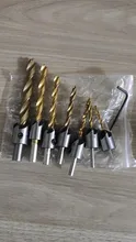 3-10mm vástago redondo revestimiento de titanio de HSS Countersink taladro poco carpintería chaflán aburrido herramienta para trabajar la madera con Hex L-llave