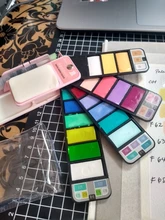 Juego de acuarelas para estudiantes, pinturas de pigmento portátiles con pincel de agua de Color brillante para exteriores, 18/25 colores, nuevo estilo