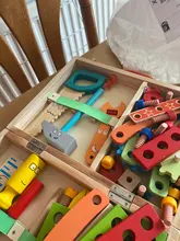 Caja de Herramientas de madera para niños, juego de simulación, Montessori educativo, tuerca, tornillo de desmontaje, herramienta de carpintero de reparación