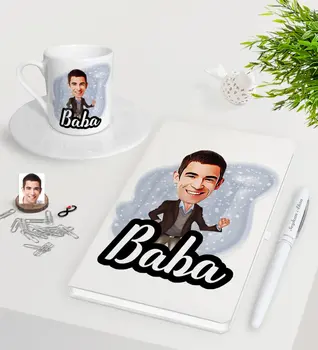 Personalized Dad Caricature Of White Notebook Pen Turkish Coffee Cup Seti-1
Personalized Dad Caricature Of White Notebook Pen Turkish Coffee Cup Seti-1