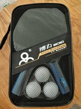 2 unids/lote Tenis de Mesa bate raqueta de doble cara granos en tiempo corto manejar raqueta de Ping Pong raqueta conjunto con 3 bolas + bolsa