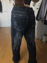 Los hombres de baile callejero Hiphop Jeans moda bordado negro de pantalones de mezclilla general hombre Rap Hip Hop pantalones vaqueros de talla grande 30-46