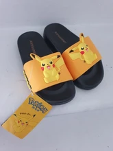 Pikachu-Zapatillas de verano de interior para niños, antideslizantes, color negro