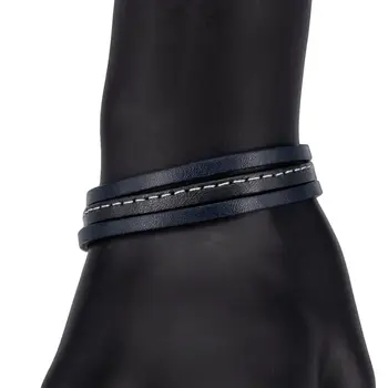 Leather bracelet (genuine leather, magnetic lock, blue) 55449
Leather bracelet (genuine leather, magnetic lock, blue) 55449