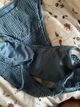 Conjunto de Bikini de ganchillo con volantes amarillos para Mujer, bañador Sexy con sujetador acolchado, traje de baño