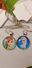 Invierno princesas Elas Anna regalo de vidrio redondo de cristal cabochon plata plateado/colgante de cristal collar de la joyería para regalo