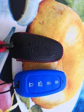 FLYBETTER-Funda de cuero genuino con 4 teclas de botón para Hyundai Sonata/I30/I35/I40/Kona/Azera/Grandeur/DN8/Elantra/Solaris L586