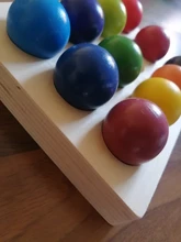 Bloques de construcción de arcoíris de madera para niños, juguetes de apilamiento de arcoíris, bolas, juguete educativo Montessori