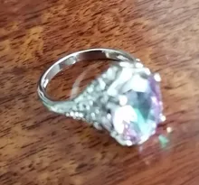 FDLK-Anillo de aleación de Estilo Vintage para mujer, sortija de compromiso de Color arcoíris místico, corte ovalado, regalo de cumpleaños, anillo de compromiso de boda