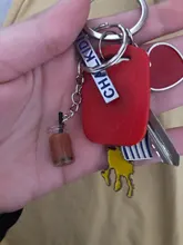 Llaveros de perla artesanal a la moda para hombre y mujer, llaveros colgantes de aleación, taza de café o té