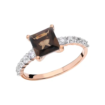 Gold ring with cubic zirconia and quartz smoky sunlight sample 585 test
Gold ring with cubic zirconia and quartz smoky sunlight sample 585 test