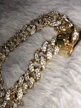 Tobillera de cadena de Metal gruesa para hombre y mujer, pulsera con diamantes de imitación, Color dorado y plateado, para pie cubano, joyería Punk Hip Hop Rock