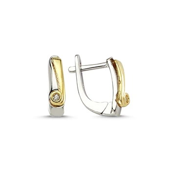 KUTAYDAN Zircon Cubic Zirconia Double Color Earrings 925 Sterling Silver 
KUTAYDAN Zircon Cubic Zirconia Double Color Earrings 925 Sterling Silver