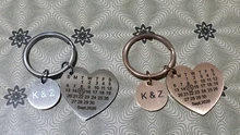 Llavero con anilla personalizada, calendario grabado, llavero de acero inoxidable, regalo de aniversario de boda para novio y marido