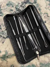 7 unids/bolsa herramienta removedor de la espinilla de la piel de la cara, herramientas para el cuidado de lugar Comedone acné aguja Clip grano pinzas mancha Extractor + bolsa