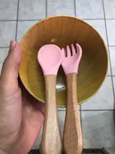 3 unids/set alimentación de bebé de la placa de la cena de alimentación vajilla con silicona succión Copa cuchara de madera de los niños de mercancías