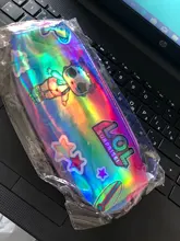 Lol Surprise-bolsa de lápices de sílice para niñas, bolso de mano de Pu con dibujos animados, bolsa para estudiante de papelería