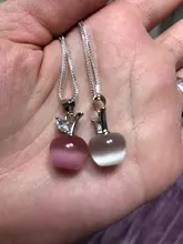 NEHZY-colgante de Plata de Ley 925 con forma de manzana y ópalo rosa, collar de 45CM de longitud