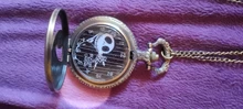 BronzeThe-reloj de bolsillo Vintage pesadilla antes de Navidad para niños, collar con colgante, película de Jack skeleton, Tim