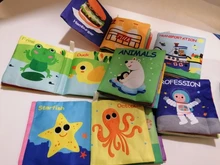 Libro de tela suave con sonido de crujido para bebé, juguete de sonajeros de 0 a 12 meses con sonido de crujido, Animal, comida, Océano, Educación Temprana, 6 uds.