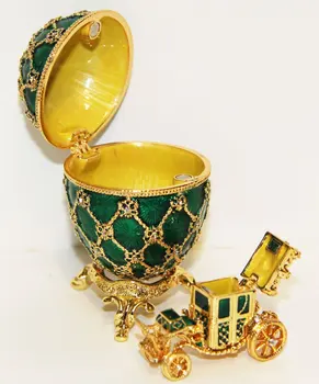Copy Faberge jd0725a-4 + jd0767-4 Easter egg with carriage, medium, Green 
Copy Faberge jd0725a-4 + jd0767-4 Easter egg with carriage, medium, Green