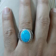 Anillo de plata de primera ley para hombre, sortija, plata esterlina 925, estilo punk, turquesa, alta joyería, novedad, gran oferta
