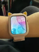 Funda protectora para Apple Watch 4, 5, 6 se, 40mm, 44mm, silicona suave con un dibujo animado, orejas de gato, iWatch Series 3, 2, 42mm y 38mm