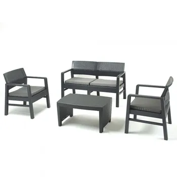 Garden set Rectangular table and 3 armchairs with Fuji anthracite Progarden cushions
Garden set Rectangular table and 3 armchairs with Fuji anthracite Progarden cushions