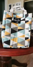 PURDORED-Bolsa de almuerzo de diseño geométrico para estudiantes, bolso enfriador de comida para Picnic, bolsas de almuerzo aislantes, bolsa portátil para desayuno, 1 ud.