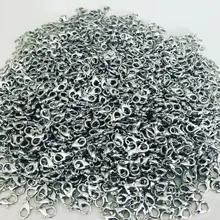 10x5mm/12x 6mm/14x 7mm/16x8mm 9 colores plateados hallazgos de joyería de moda, ganchos de cierre de langosta de aleación para collar y cadena de pulsera DIY