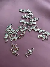 20 piezas de dijes oso flores 19x9mm Color plata tibetana colgantes joyería antigua fabricación artesanal DIY