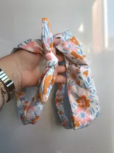 Mamá y bebé diadema de la hija de la madre diademas de chica Floral Corbata con impresión nudo diadema de Orejas de conejo, accesorios de pelo