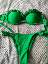 RUUHEE-Bikini Bandeau para mujer, traje de baño con volantes Sexy, conjunto de Bikini con Push-Up, bañador de leopardo brasileño para mujer 2021