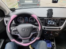 Funda de volante en forma de D para mujer, 38 CM, cubierta de cuero Universal para volante para niña, accesorios bonitos para coche