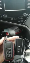 VCiiC-Funda de cuero para llavero de coche, funda de 3 botones, sin llave, para Toyota Camry, CHR, Prius, Corolla, RAV4, Prado 2017, 2018