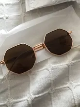 Sunglasses Vintage Retro Women Goggles Frame Lens Driver's Polygon Round Small Luxury